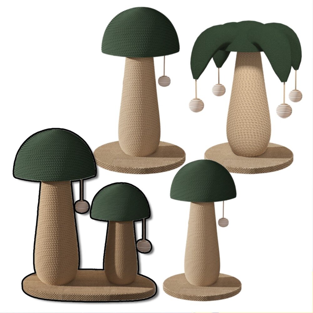 250418010018-天然劍麻 蘑菇貓抓柱 造型貓抓柱 貓抓板 貓咪磨爪神器 耐抓劍麻貓抓柱 貓玩具 蘑菇貓抓柱毛掌櫃寵物店