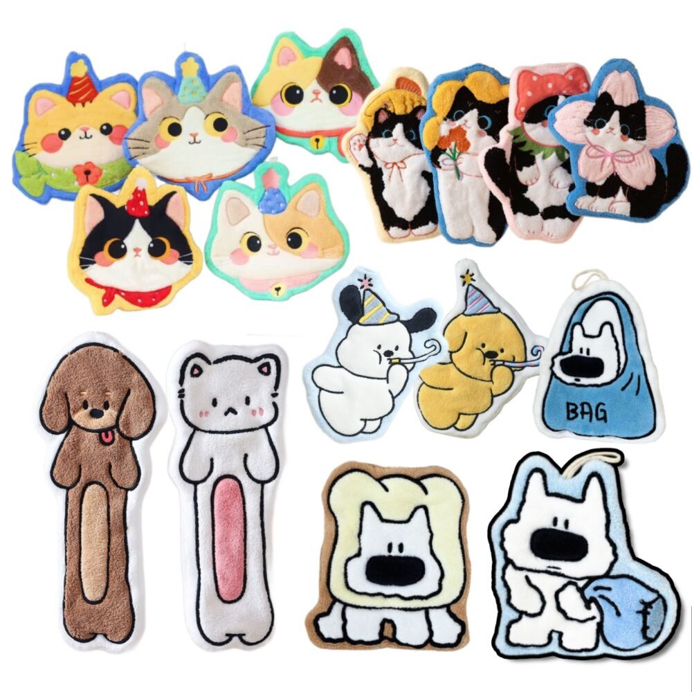 250605235156-速乾吸水擦手巾 韓系可愛動物擦手巾 卡通造型擦手巾 速乾擦手巾 珊瑚絨擦手巾 多用途毛巾 浴室擦手巾 可掛式手巾毛掌櫃寵