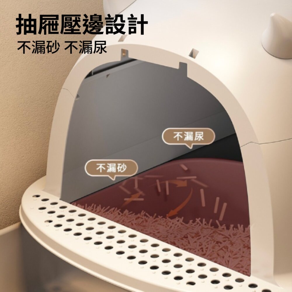 TY 小惡魔折疊貓砂盆 可拆式抽屜貓砂盆 貓咪廁所 大容量貓砂盆 封閉式貓砂盆 防外濺防臭 全罩式毛掌櫃寵物店-圖片-4