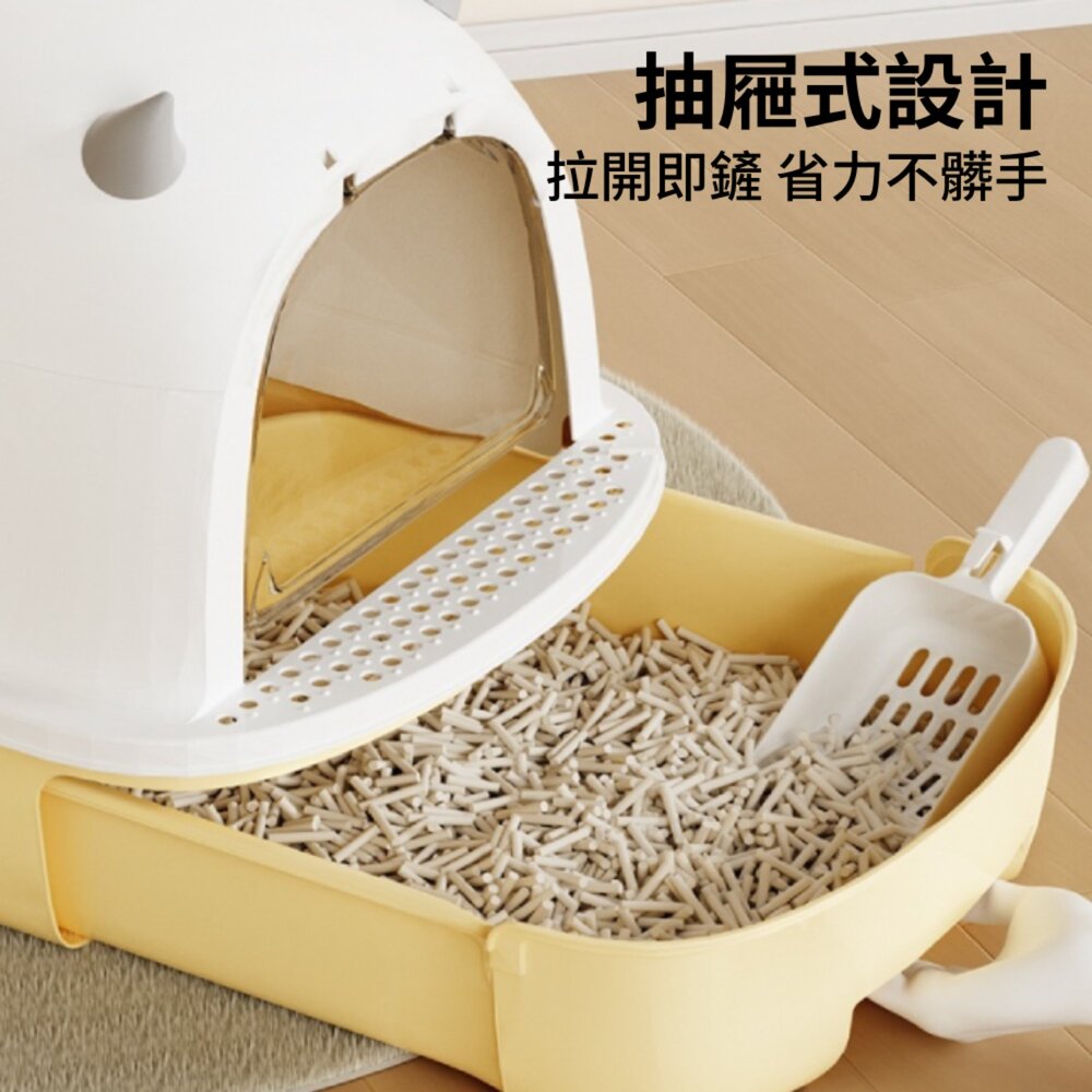 TY 小惡魔折疊貓砂盆 可拆式抽屜貓砂盆 貓咪廁所 大容量貓砂盆 封閉式貓砂盆 防外濺防臭 全罩式毛掌櫃寵物店-圖片-5