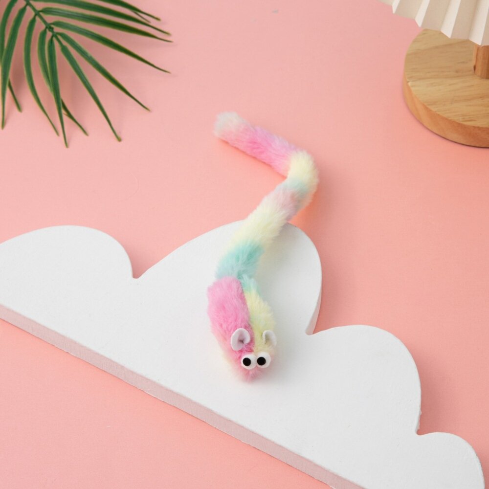 C2C貓薄荷 長尾巴老鼠 貓咪玩具 逗貓玩具 磨牙玩具 寵物玩具 貓薄荷玩具 彩色毛絨小老鼠 仿真老鼠毛掌櫃寵物店-圖片-3