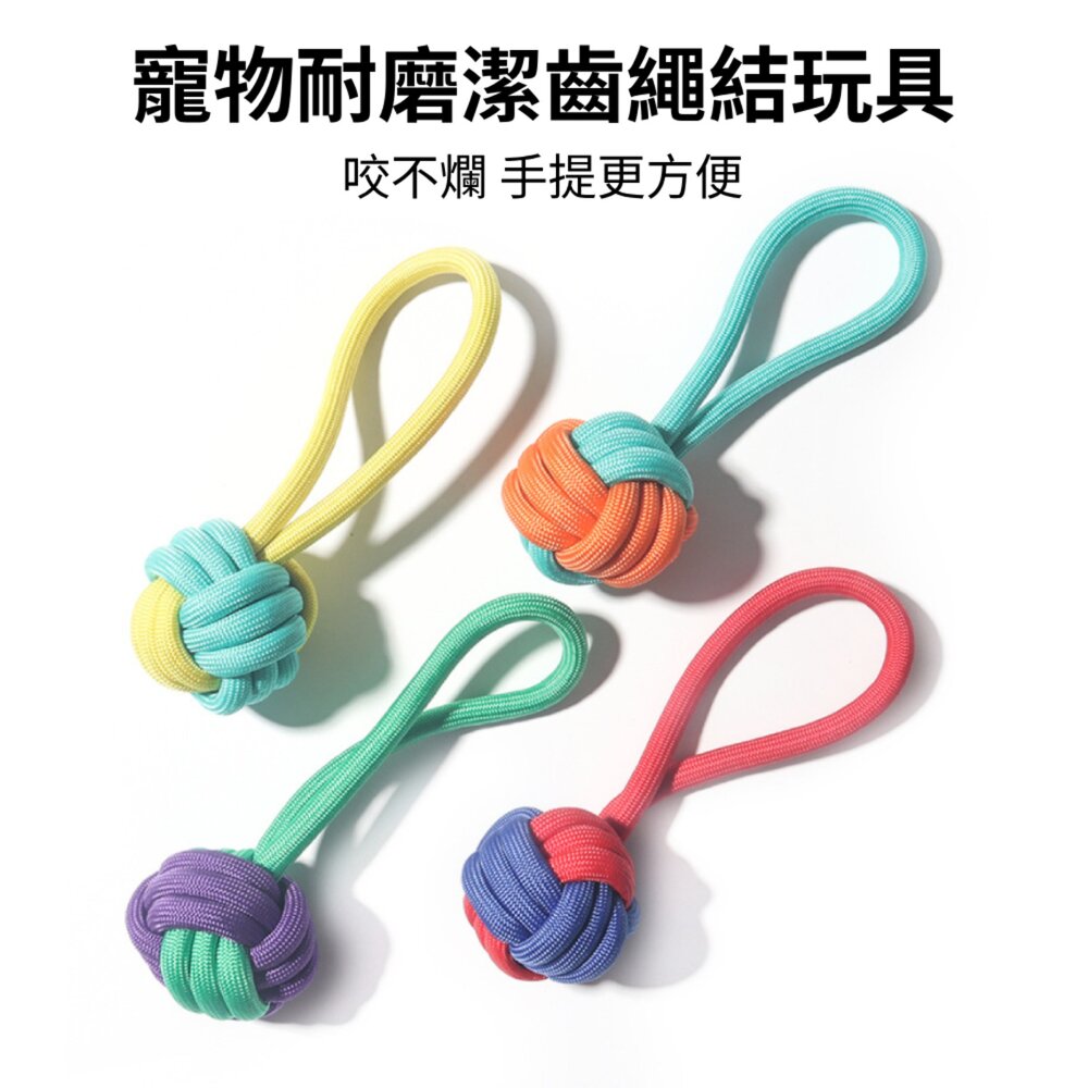 ROOOPE 拚色耐咬結繩 狗狗啃咬玩具 寵物玩具 啃咬玩具 磨牙潔齒 雙色編織繩 狗玩具毛掌櫃寵物店-圖片-1