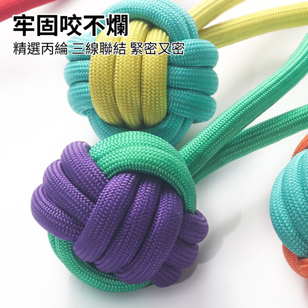 ROOOPE 拚色耐咬結繩 狗狗啃咬玩具 寵物玩具 啃咬玩具 磨牙潔齒 雙色編織繩 狗玩具毛掌櫃寵物店-圖片-2