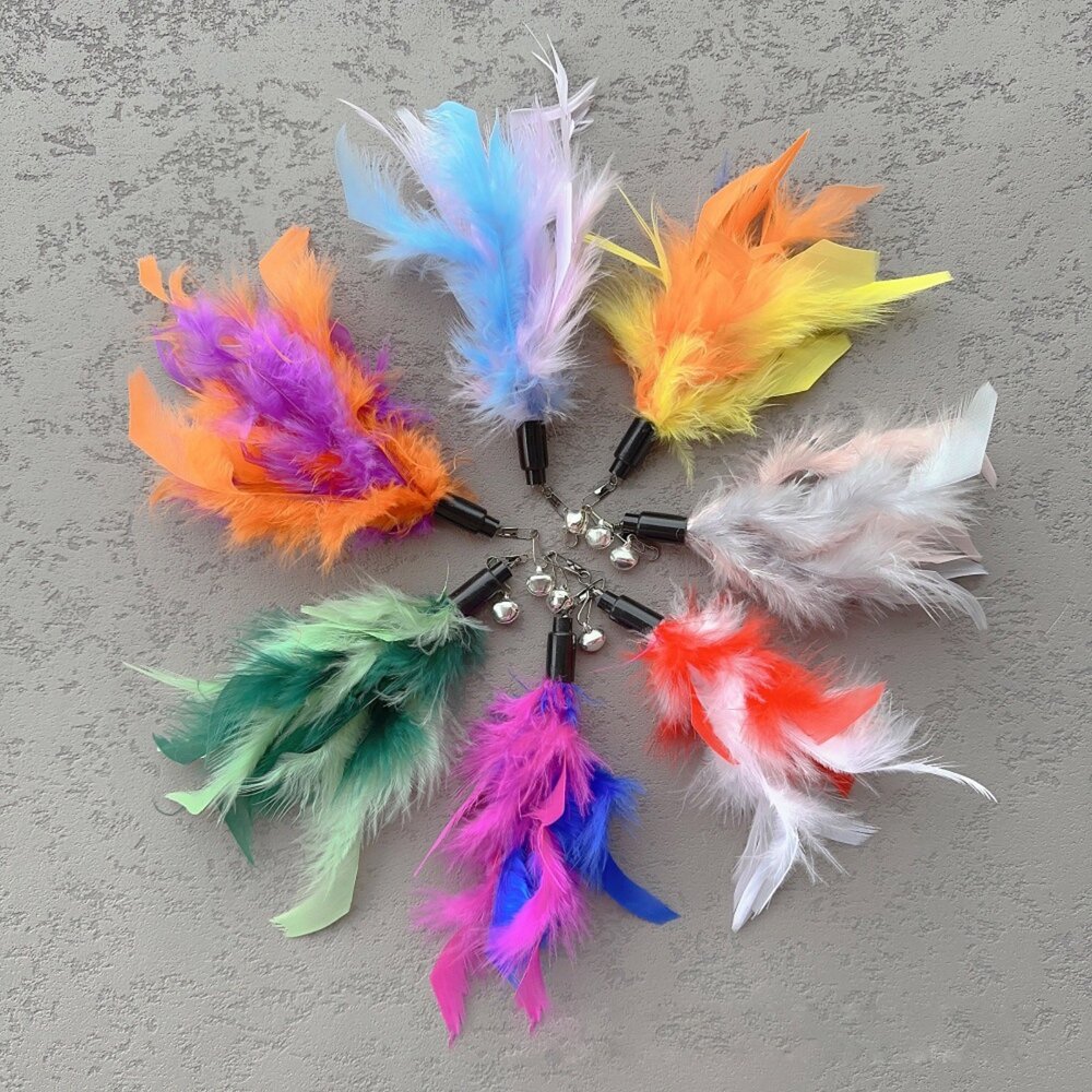 NB逗貓棒替換頭 羽毛 逗貓玩具 貓咪玩具 逗貓棒配件 可替換頭 寵物用品 貓玩具 貓杆 伸縮逗貓棒替換頭毛掌櫃寵物店-圖片-1