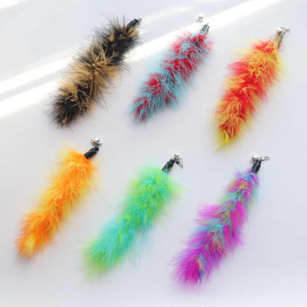 NB逗貓棒替換頭 羽毛 逗貓玩具 貓咪玩具 逗貓棒配件 可替換頭 寵物用品 貓玩具 貓杆 伸縮逗貓棒替換頭毛掌櫃寵物店-圖片-3