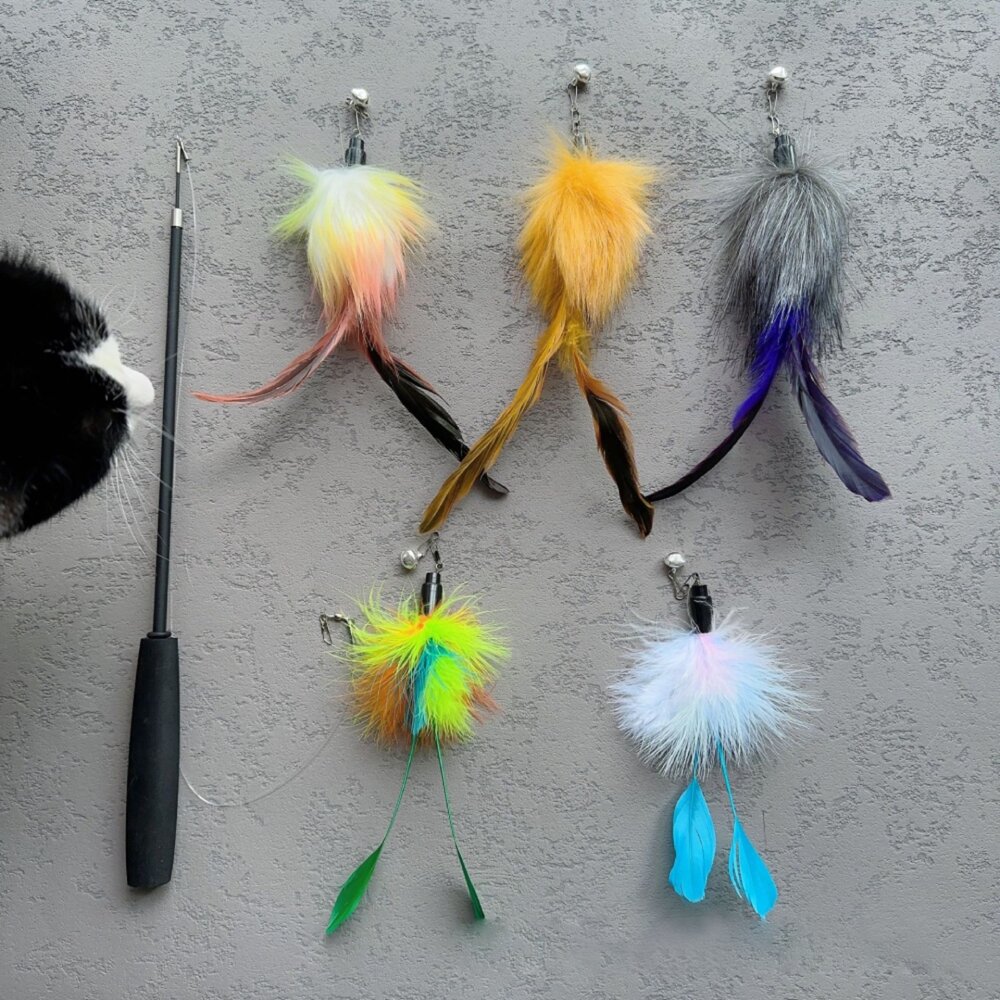 NB逗貓棒替換頭 羽毛 逗貓玩具 貓咪玩具 逗貓棒配件 可替換頭 寵物用品 貓玩具 貓杆 伸縮逗貓棒替換頭毛掌櫃寵物店-圖片-6