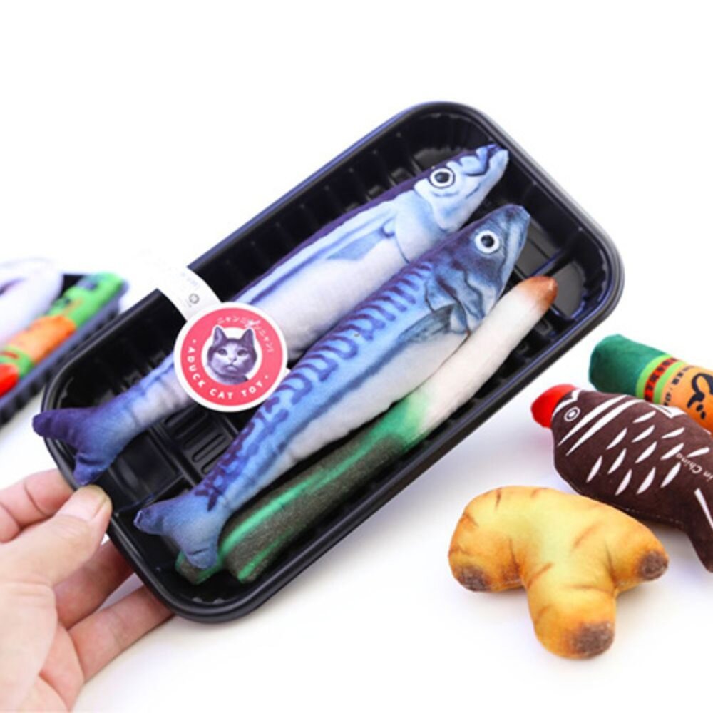 Audck整盒海鮮 貓草玩具 鮮魚玩具 貓薄荷 仿真玩具 發聲玩具 海鮮仿真玩具 寵物玩具 貓玩具 逗貓玩具 貓抱枕毛掌-圖片-10