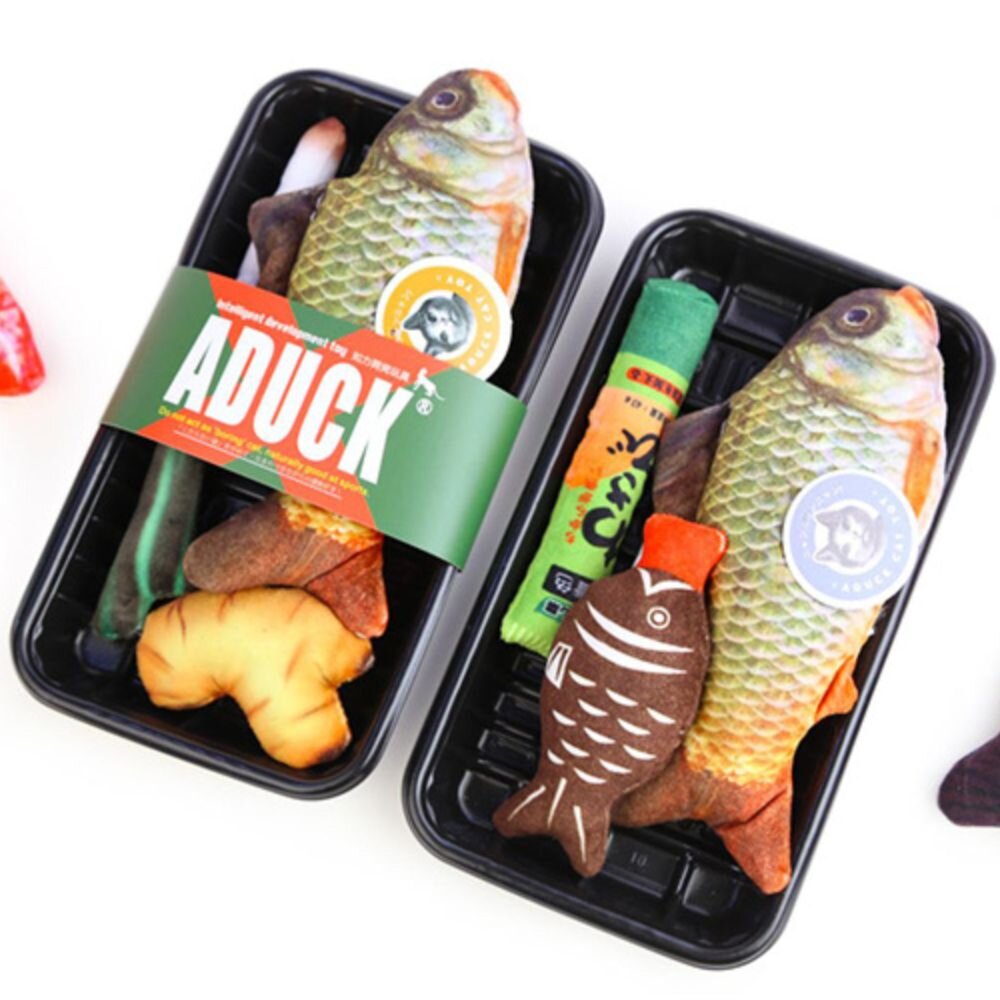 Audck整盒海鮮 貓草玩具 鮮魚玩具 貓薄荷 仿真玩具 發聲玩具 海鮮仿真玩具 寵物玩具 貓玩具 逗貓玩具 貓抱枕毛掌-圖片-5