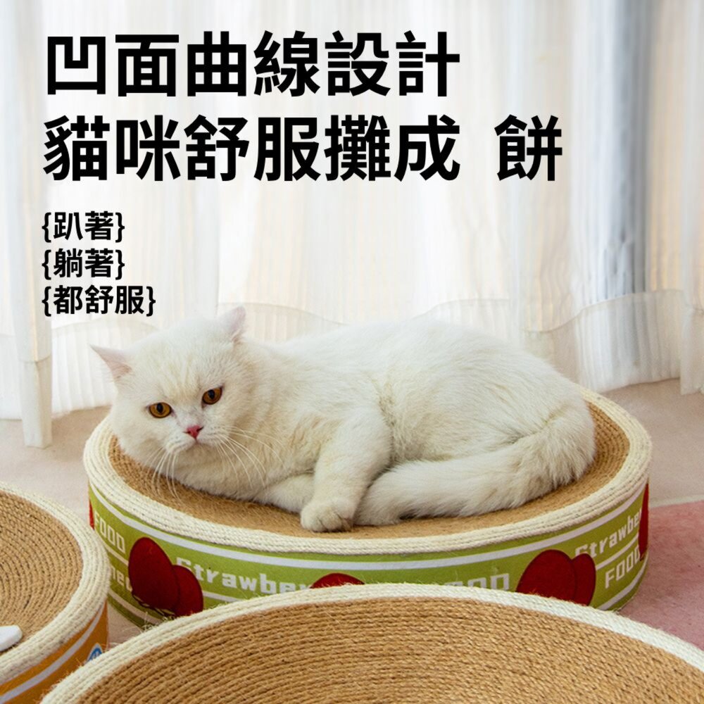 罐頭貓抓板 圓形劍麻貓抓窩 貓抓盆 耐抓不掉屑窩盆 貓睡窩 圓形貓抓板 貓抓窩兩用毛掌櫃寵物店-圖片-2