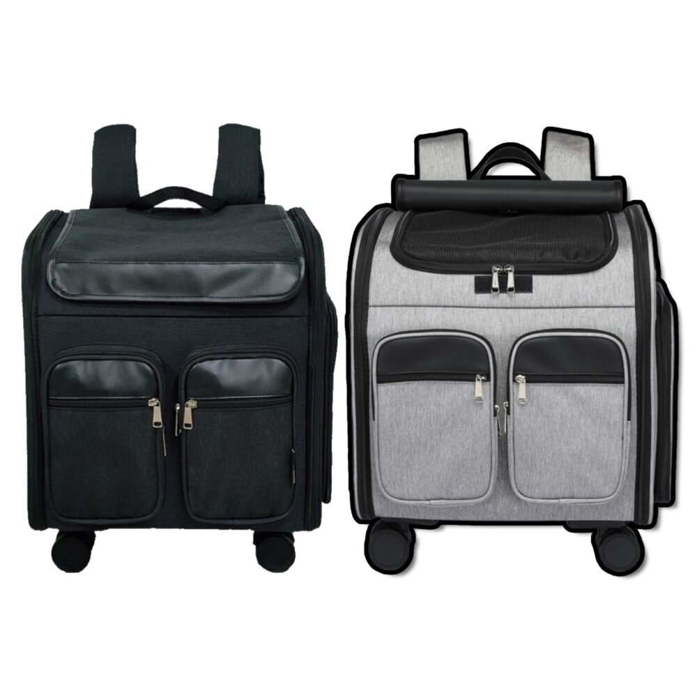 250805233354-GZD便攜箱型拉桿後背包 寵物背包 寵物外出包 外出旅行寵物雙肩包 拉桿寵物推車 外出拉桿背包毛掌櫃寵物店