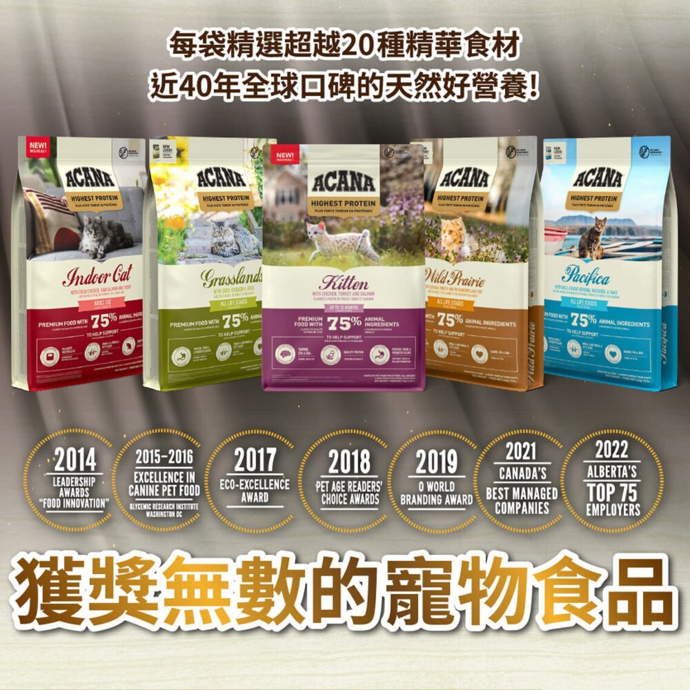 愛肯拿ACANA 無榖貓糧 全品項 1.8kg 4.5kg 貓飼料 低GI 貓糧毛掌櫃寵物店-圖片-1