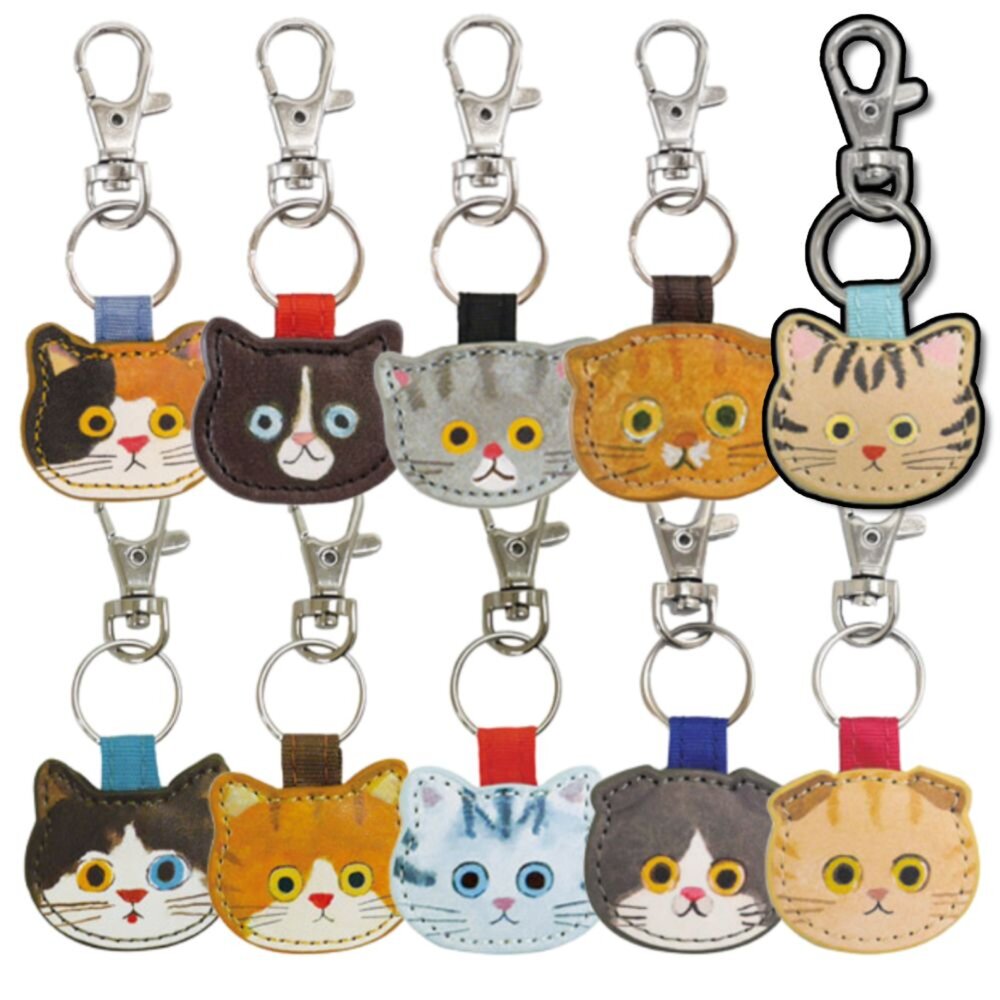 250821012305-ECOUTE日本小貓鑰匙圈 日系貓咪皮革鑰匙扣 鑰匙圈 貓奴扣 皮質鑰匙圈 包包吊飾毛掌櫃寵物店