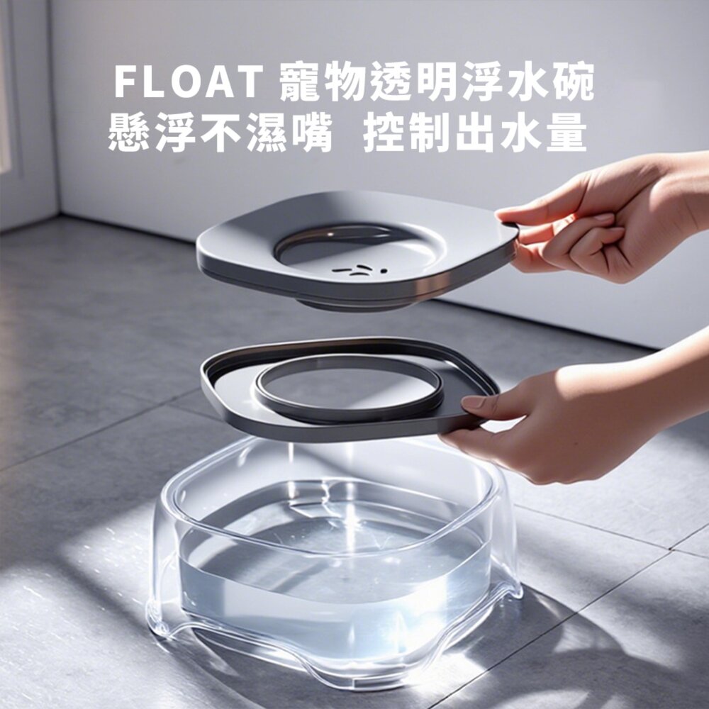 FLOAT 寵物透明浮水碗 浮水碗 漂浮碗 寵物碗 碗 透明懸浮水碗 寵物飲水器毛掌櫃寵物店-圖片-3