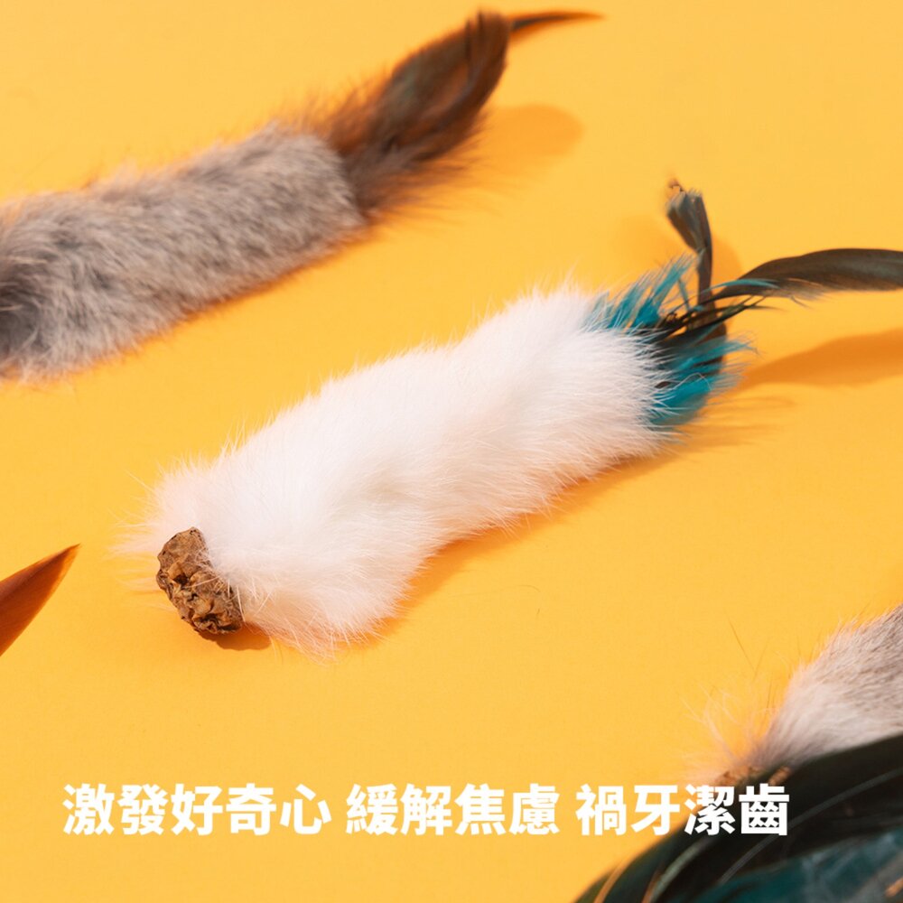 AHWOO 兔毛 蟲癭果 咬咬貓 貓玩具 天然兔毛 羽毛 磨牙 啃咬 自嗨 解悶 逗貓神器 貓咪毛掌櫃寵物店-圖片-4
