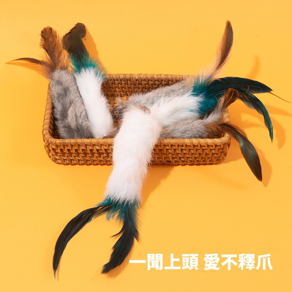 AHWOO 兔毛 蟲癭果 咬咬貓 貓玩具 天然兔毛 羽毛 磨牙 啃咬 自嗨 解悶 逗貓神器 貓咪毛掌櫃寵物店-圖片-5