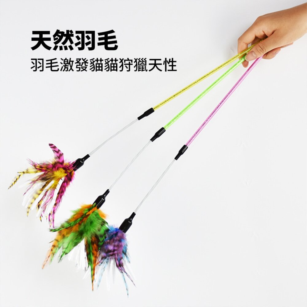 HF蘆花紙捲逗貓棒 飛鳥 發聲響紙 彩色羽毛 長桿 手持逗貓棒 自嗨 解悶神器 耐咬 貓咪玩具毛掌櫃寵物店-圖片-1
