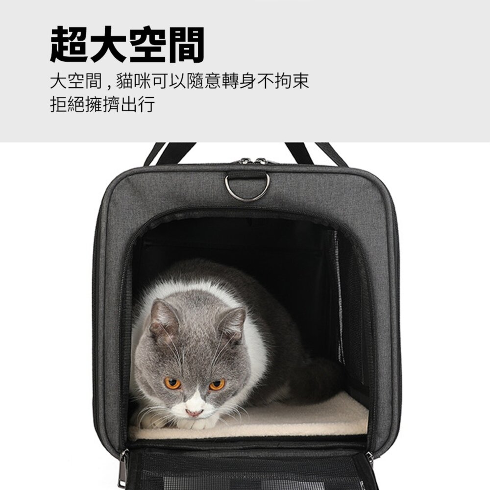 GZD 便攜拉桿車 新款貓包 外出 便攜拉桿 寵物包 透氣 可折疊 大容量 單肩 斜背 手提 寵物箱毛掌櫃寵物店-圖片-1