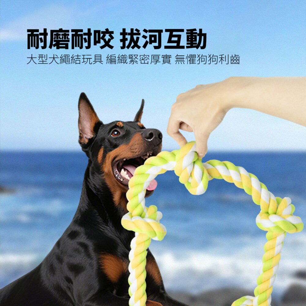 ROOOPE 手工棉繩 中大型犬 大狗狗玩具 寵物磨牙咬繩結 編織五結 寵物玩具 耐咬不易壞毛掌櫃寵物店-圖片-1