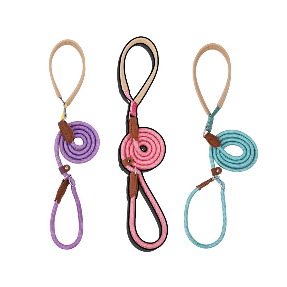 250927143925-GOOUT P鏈牽引繩 遛狗繩 防爆衝 不勒手 牽引繩 素色尼龍 皮質手柄 狗P鏈 寵物用品 狗鏈毛掌櫃寵物店