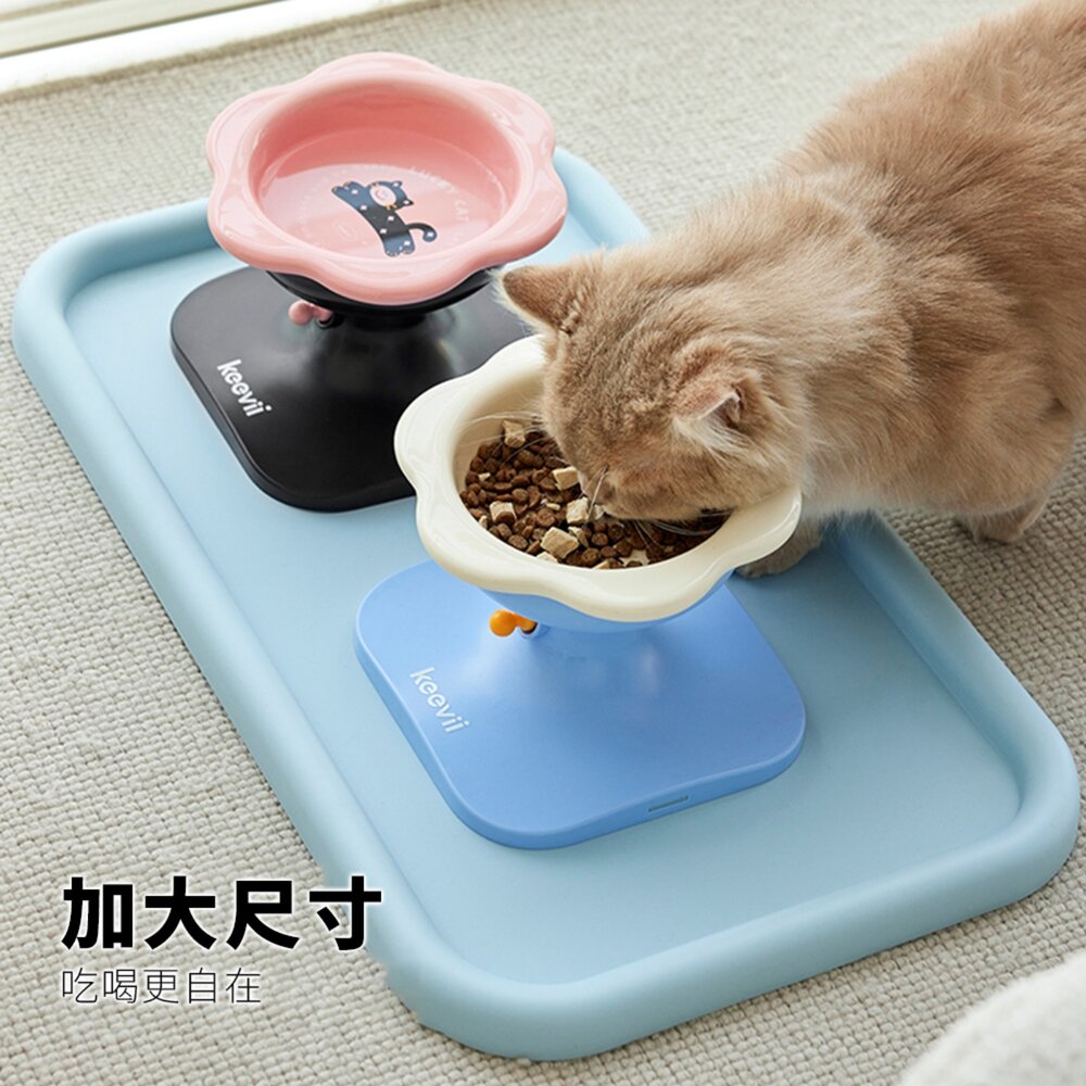 KEEVII 寬寬餐盤 寵物餐墊 防水防滑 貓咪碗墊 貓碗墊子 餐具墊 貓碗餐盤毛掌櫃寵物店-圖片-2