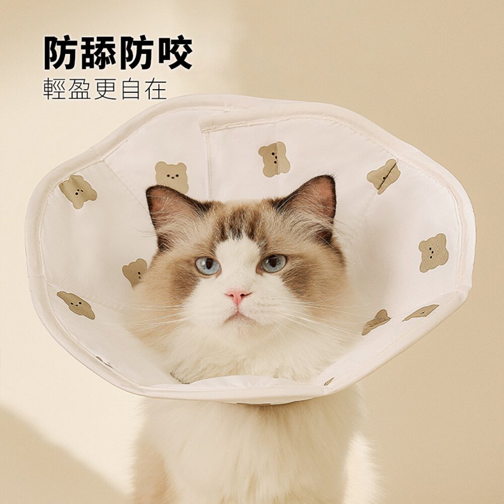 RCC 親膚海綿伊莉莎白 薄款 寵物項圈 貓咪伊麗莎白項圈 卡通小熊印花 狗狗項圈 絕育防舔頭套用品毛掌櫃寵物店-圖片-8