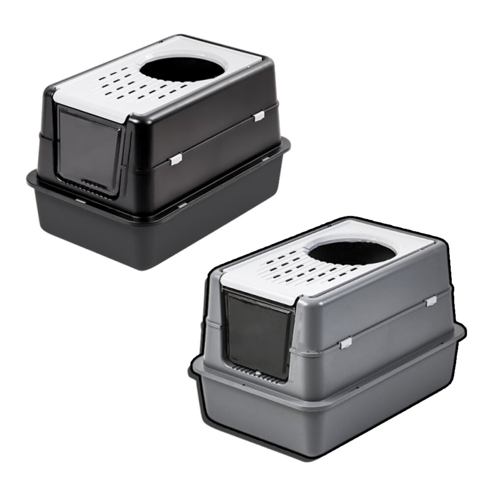 251004205902-YoMix 掀蓋封閉式貓砂盆 貓砂盤 封閉式 超大空間 上出設計 透氣 自帶貓砂鏟掛孔毛掌櫃寵物店