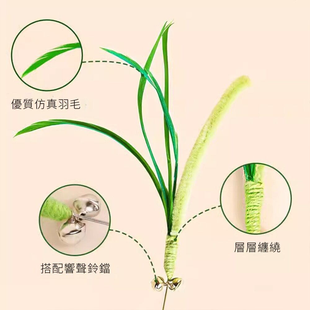 NeeBoo 狗尾巴草逗貓棒 貓玩具 狗尾巴草長桿逗貓棒 貓咪玩具 自嗨解悶神器 小貓玩具毛掌櫃寵物店-圖片-8