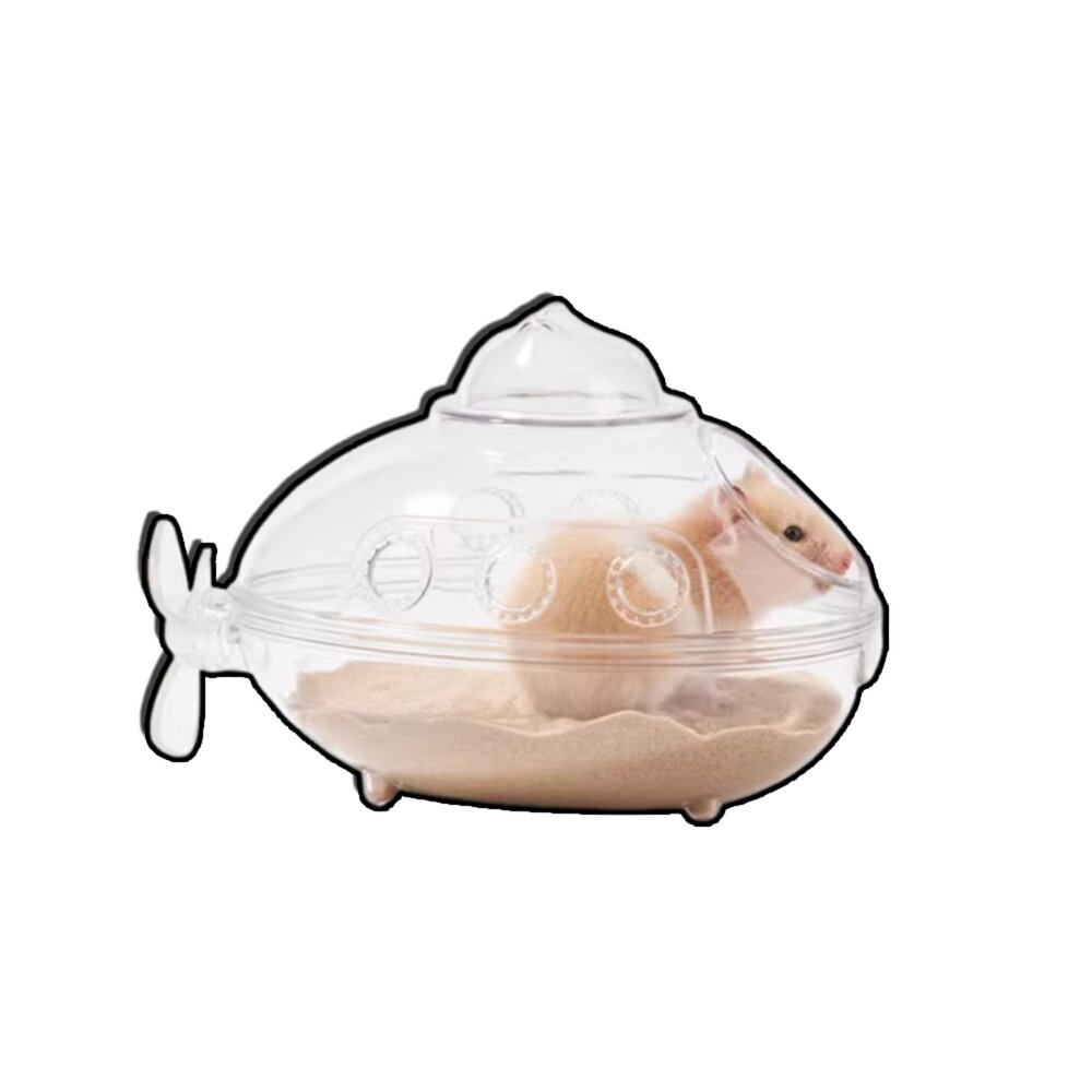 251010005126-Small 潛水艇倉鼠浴室 潛水艇倉鼠浴室浴房 廁所兩用 洗澡盆 浴砂 尿沙 防飛濺 可沖洗毛掌櫃寵物店