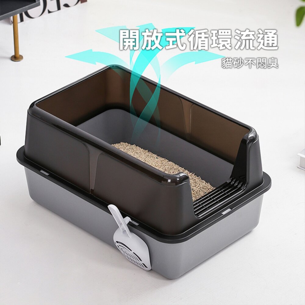 YoMix 前開口塑膠貓砂盆 貓咪廁所 貓便盆 貓砂 大貓盆毛掌櫃寵物店-圖片-5