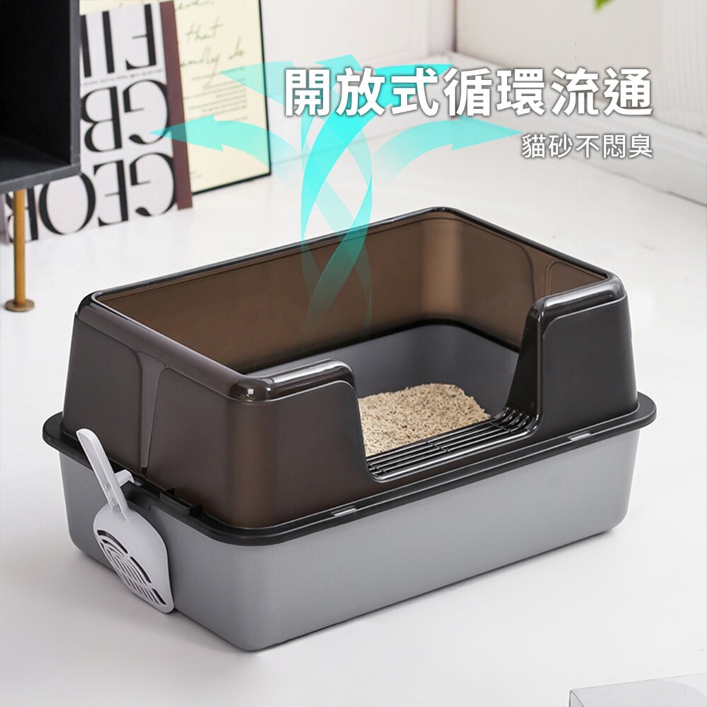 YoMix 側開口塑膠貓砂盆 貓咪廁所 貓便盆 貓砂 大貓盆毛掌櫃寵物店-圖片-5