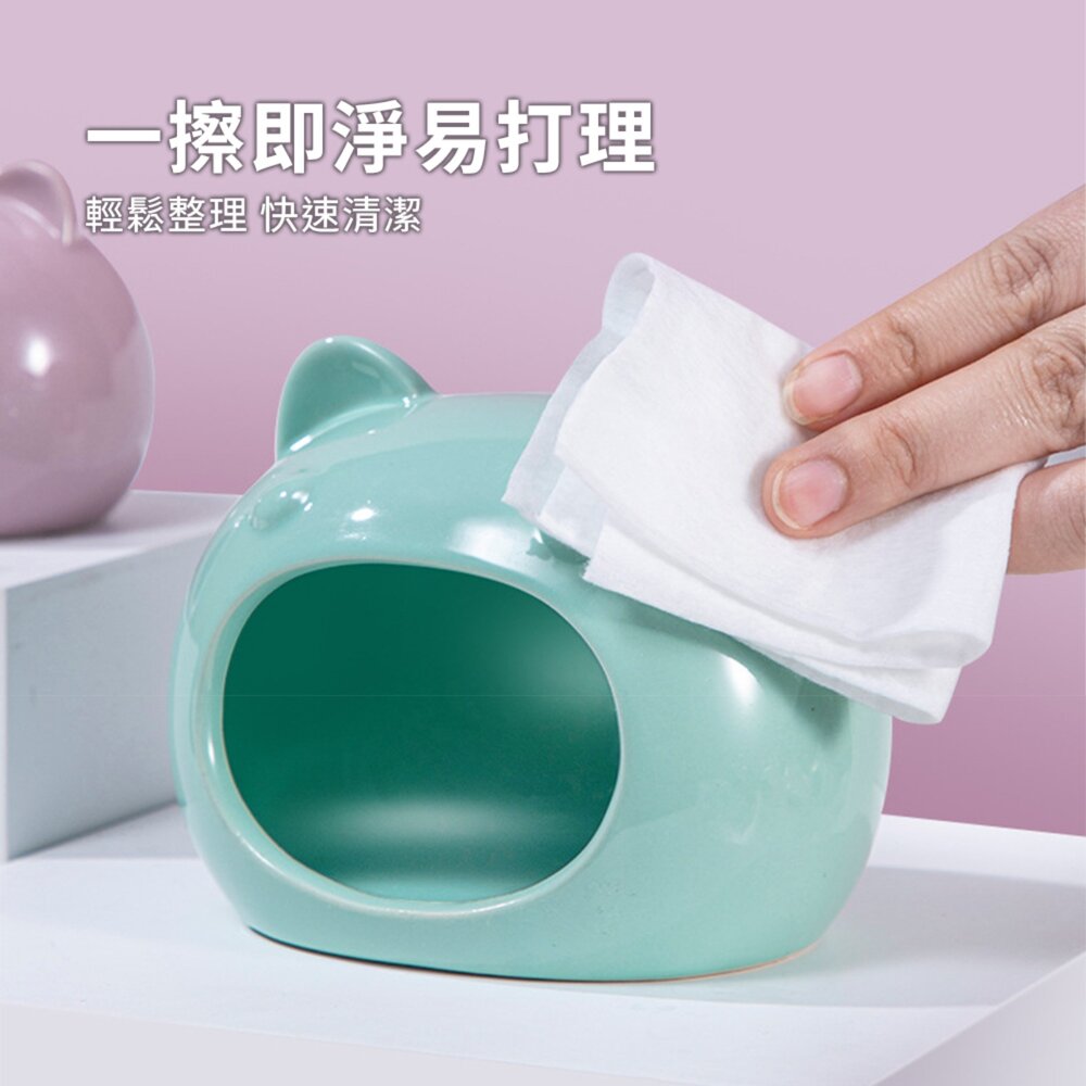 Hamster 貓頭降溫陶瓷窩 倉鼠 瓷窩 小房子 夏季 降溫 躲避窩 陶瓷 睡窩 金絲熊消暑 倉鼠 造景用品毛掌櫃寵物-圖片-3