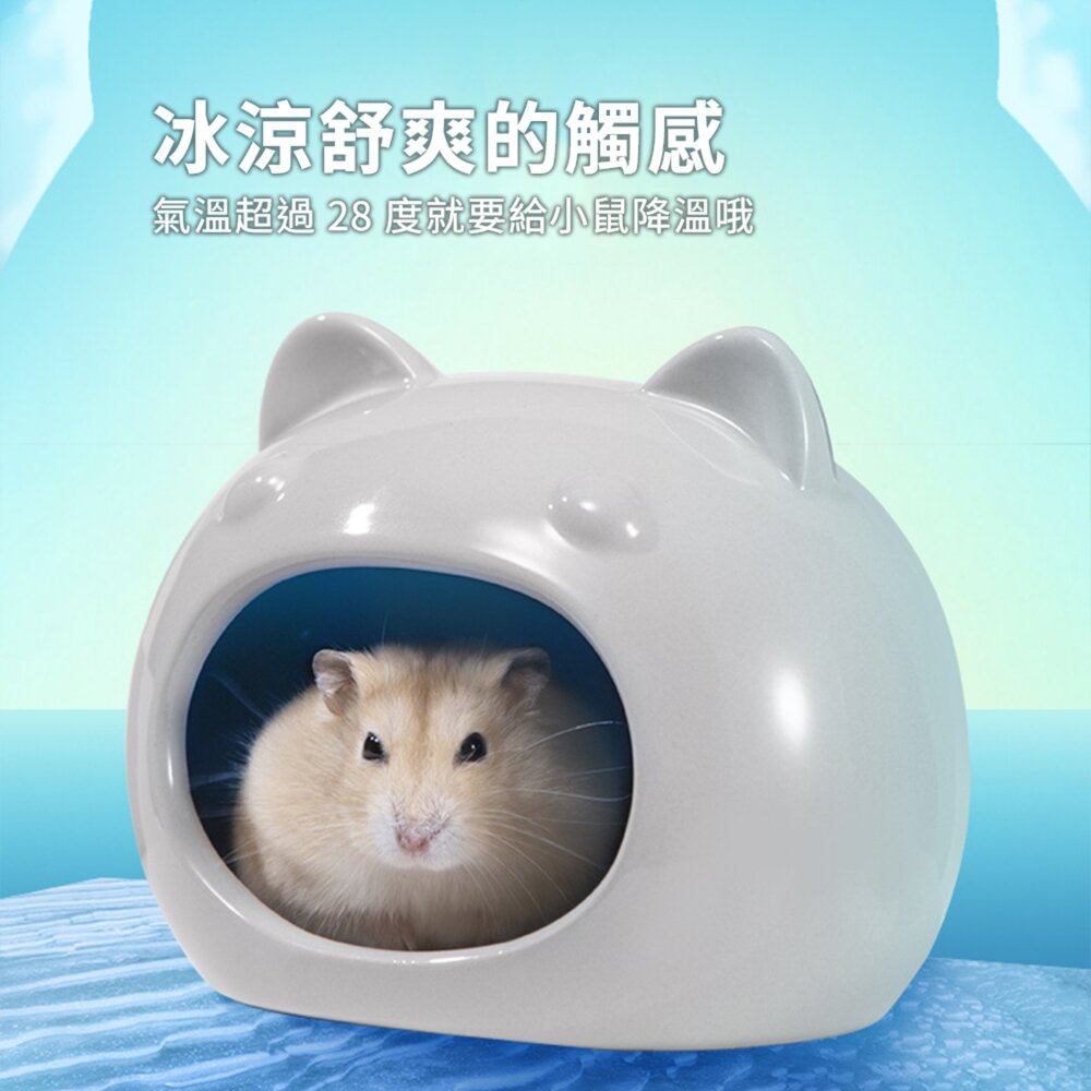 Hamster 貓頭降溫陶瓷窩 倉鼠 瓷窩 小房子 夏季 降溫 躲避窩 陶瓷 睡窩 金絲熊消暑 倉鼠 造景用品毛掌櫃寵物-圖片-6