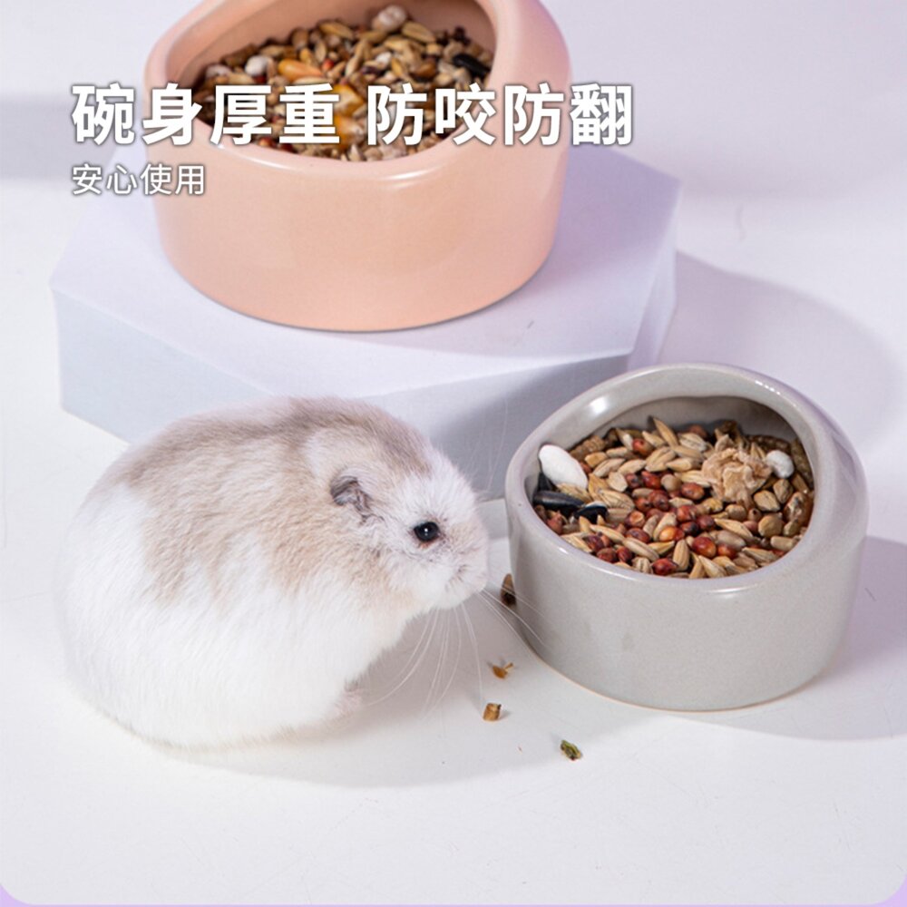 Hamster 糖果斜口陶瓷食盆 倉鼠食盆 陶瓷碗 防側翻 瓷碗餵食盆 造景用品 倉鼠籠配件毛掌櫃寵物店-圖片-2