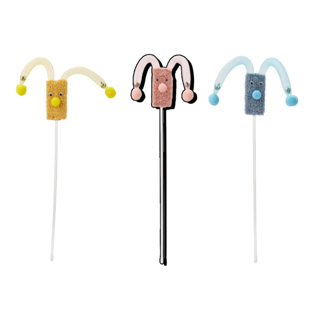 251230190510-Duodoo跳跳吐司逗貓棒 卡通 小丑 造型 逗貓棒 發聲 鈴鐺 替換頭 貓咪 玩具 自嗨 互動 寵物用品毛掌櫃寵物店