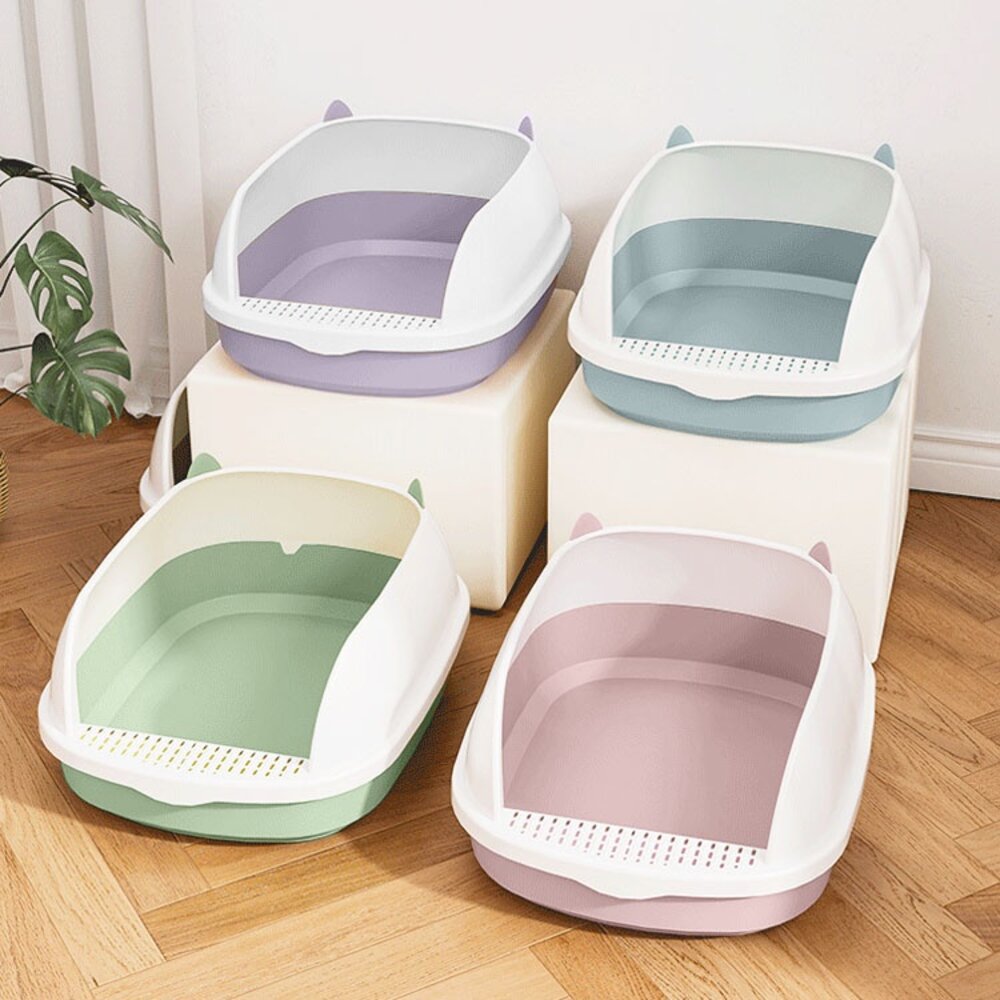 25205469870-貓耳朵 半封閉式貓砂盆 封 貓砂毛掌櫃寵物店