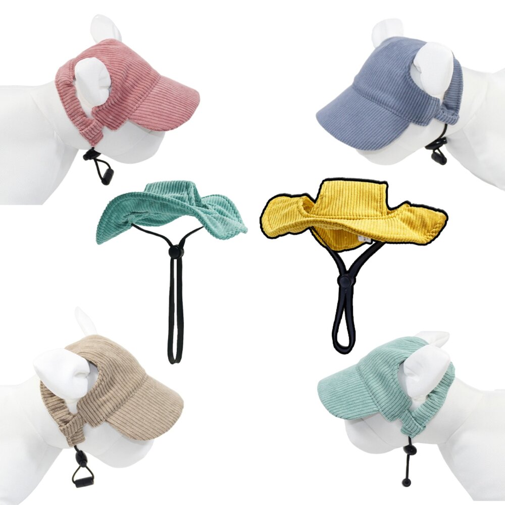 25405305348-寵物帽 漁夫帽 戶外遮陽帽 寵物帽子 帽子 寵物遮陽帽 遮陽帽 燈芯絨面料毛掌櫃寵物店