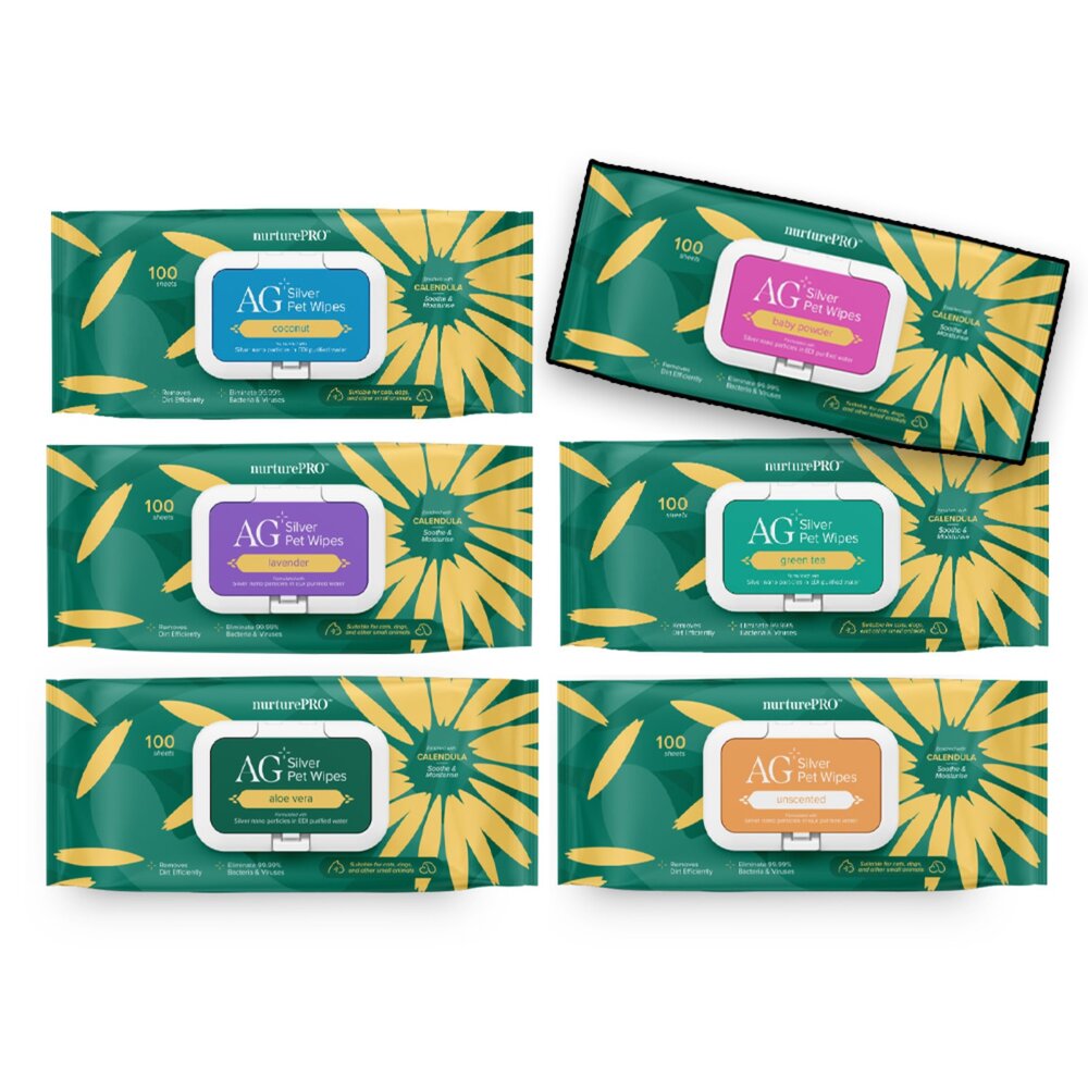 25519222784-NurturePRO 天然密碼 銀離子寵物濕紙巾 乾洗巾濕紙巾 天然密碼濕紙巾 蘆薈 薰衣草 爽身粉 原味毛掌櫃寵物店