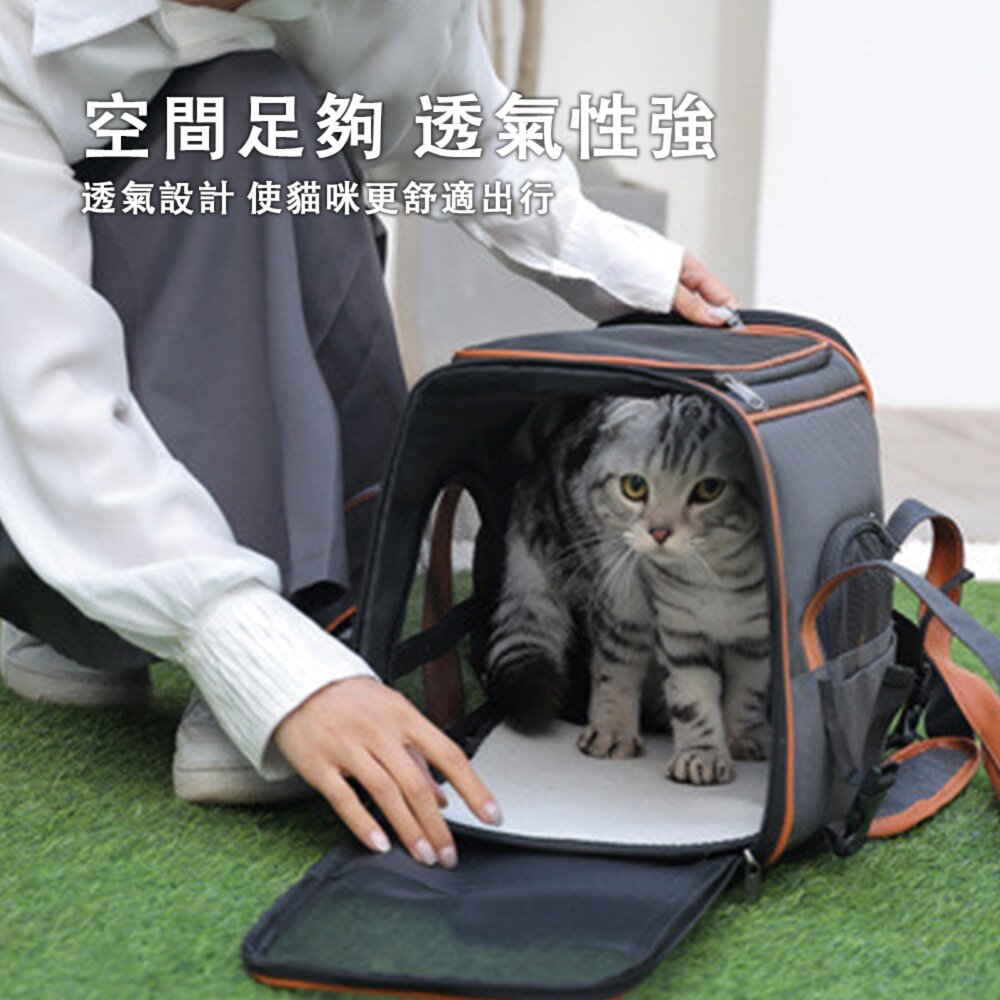 HBAG 便攜皮革反光外出籠 貓包 外出 便攜 小型 摺疊 寵物外出包 透氣 貓咪 外帶 出行 車載 手提寵物包毛掌櫃寵-圖片-2