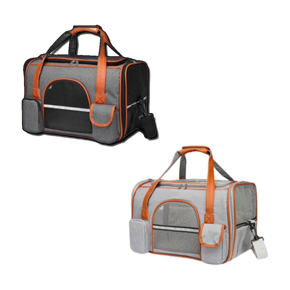 260110205141-HBAG 便攜皮革反光外出籠 貓包 外出 便攜 小型 摺疊 寵物外出包 透氣 貓咪 外帶 出行 車載 手提寵物包毛掌櫃寵