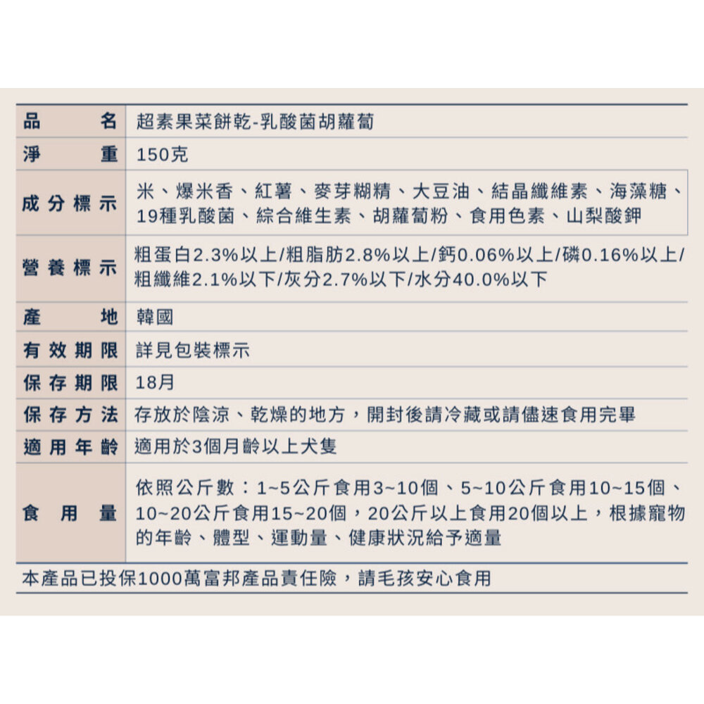 超素果菜餅乾 乳酸菌餅乾 寵物餅乾 寵物零食 狗零食 蔬果零食毛掌櫃寵物店-圖片-10