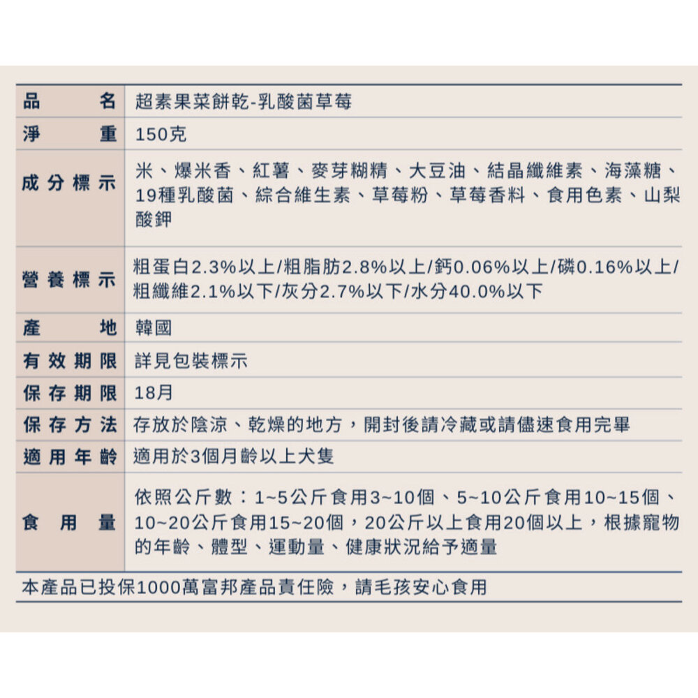 超素果菜餅乾 乳酸菌餅乾 寵物餅乾 寵物零食 狗零食 蔬果零食毛掌櫃寵物店-圖片-11