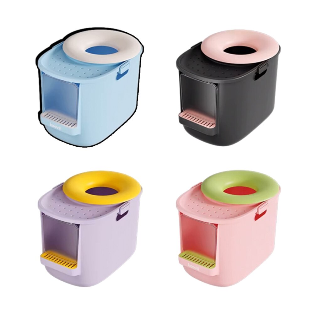  Keevii貝果 雙向封閉砂盆 貓砂盆 超大號 防外濺 貓廁所 巨型 封閉式 貓砂盆 特大號