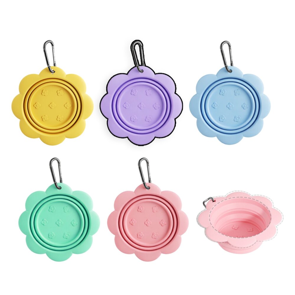 260411220226-餵根蔬 Vegansu 花朵外出折疊碗 寵物 花朵 折疊碗 矽膠 戶外 便攜 喝水碗 狗碗 貓碗 寵物隨行杯毛掌櫃寵物店