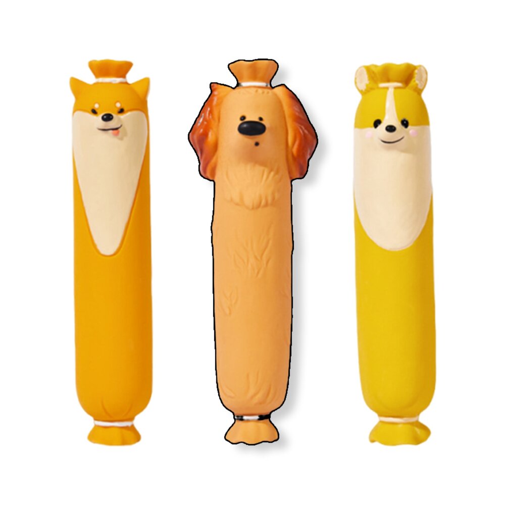  UWC 香腸狗乳膠發聲玩具 小狗請品嚐！萌犬香腸系列 狗狗發聲乳膠玩具 耐咬磨牙發聲玩具  寵物互動玩具