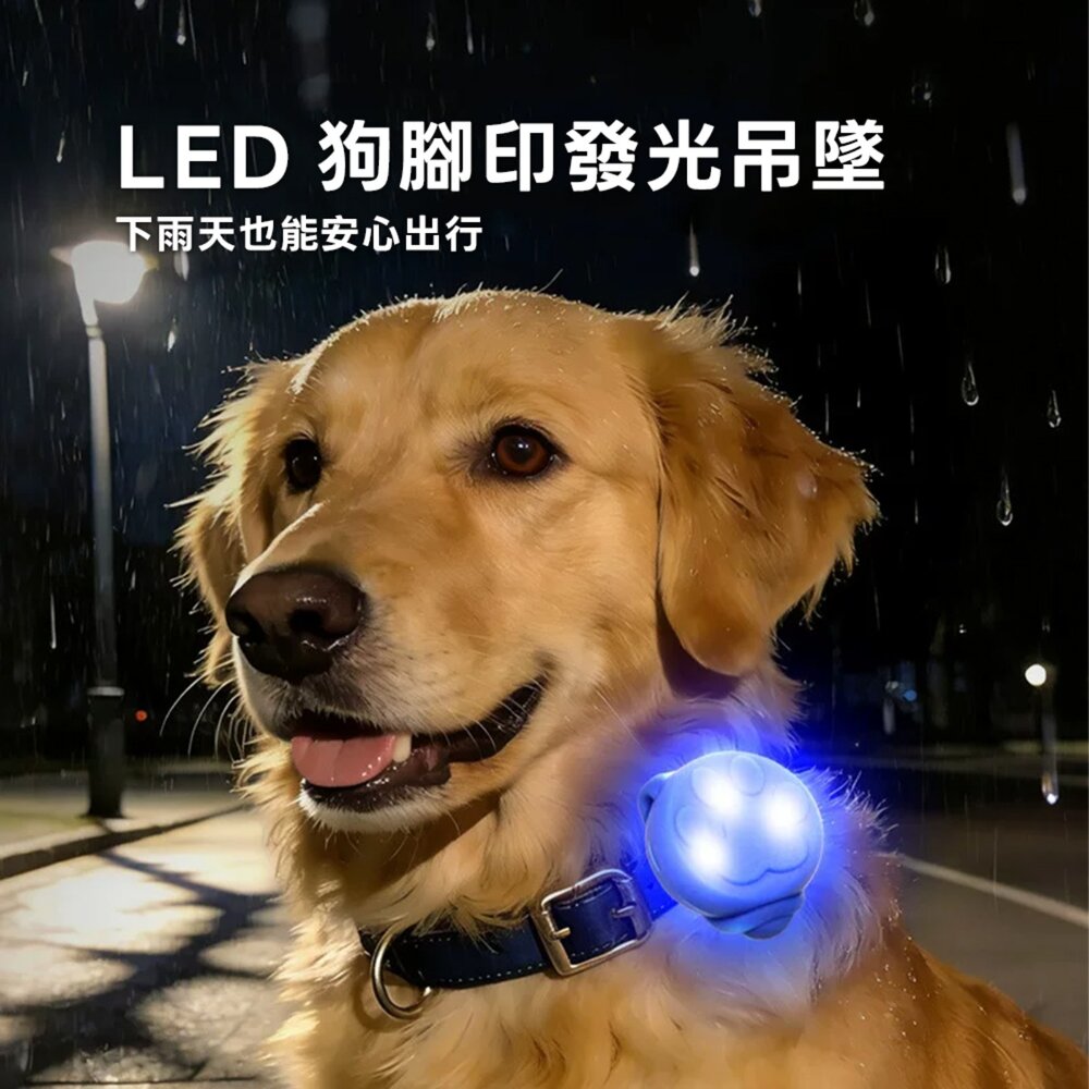 LED 狗腳印發光吊墜 三檔發光 夜間遛狗警示燈 寵物警示燈 防走失掛燈 可換電池 最亮的狗毛掌櫃寵物店-圖片-1
