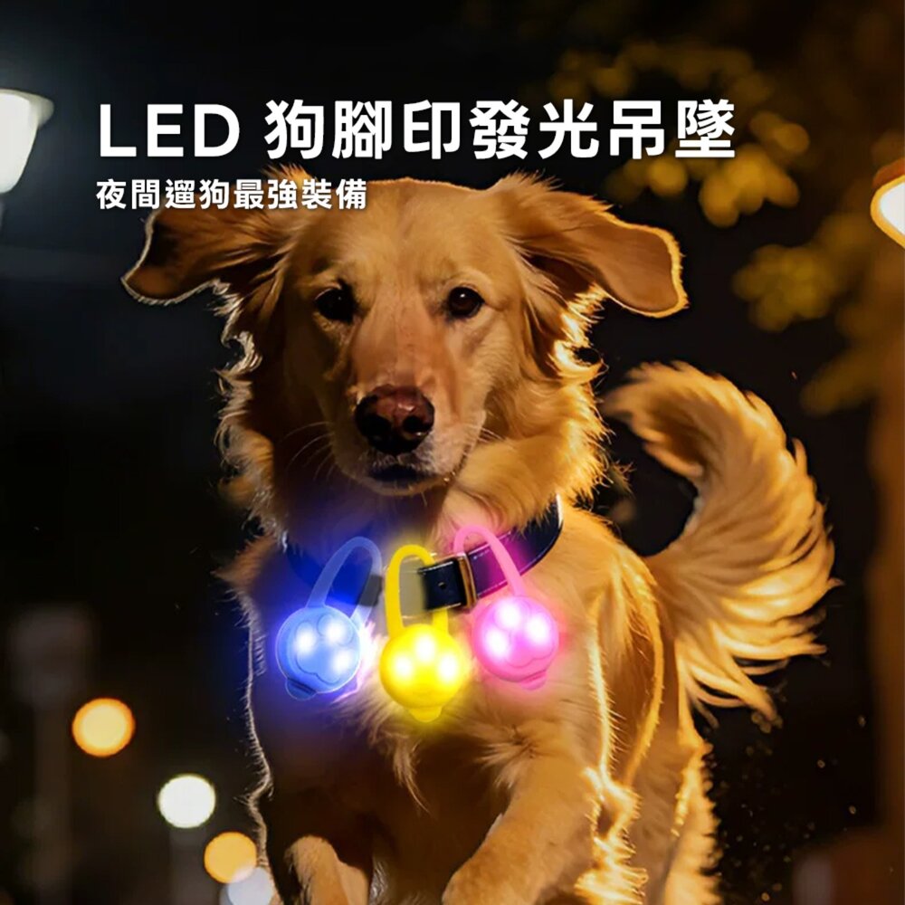 LED 狗腳印發光吊墜 三檔發光 夜間遛狗警示燈 寵物警示燈 防走失掛燈 可換電池 最亮的狗毛掌櫃寵物店-圖片-3