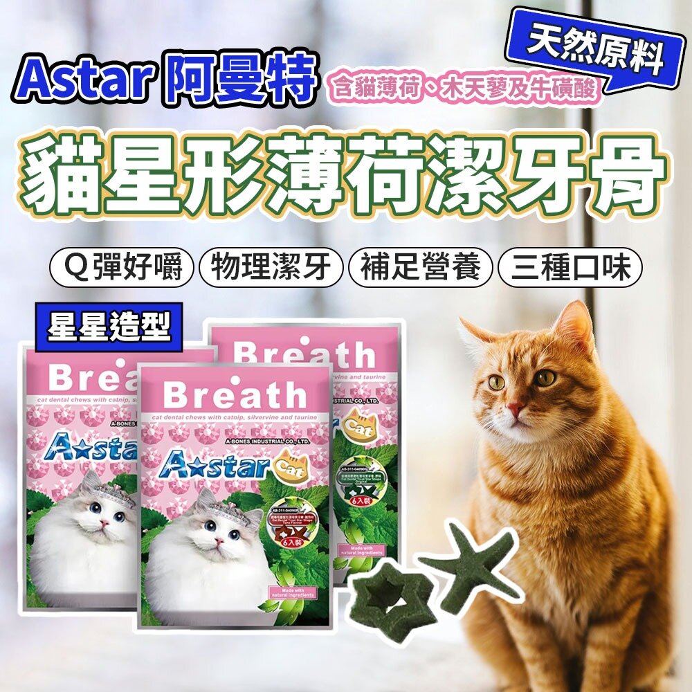 27713619937-5送1 Astar 貓用潔牙骨 90g 貓潔牙骨 星形薄荷潔牙骨 貓薄荷 貓零食 星型 潔牙零食毛掌櫃寵物店