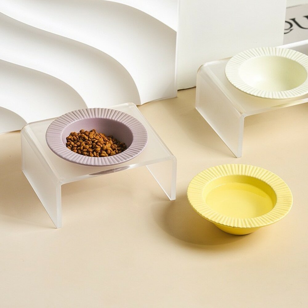 28404113097-豎紋壓克力寵物碗 陶瓷碗 壓力克碗 增高碗 居家用品毛掌櫃寵物店