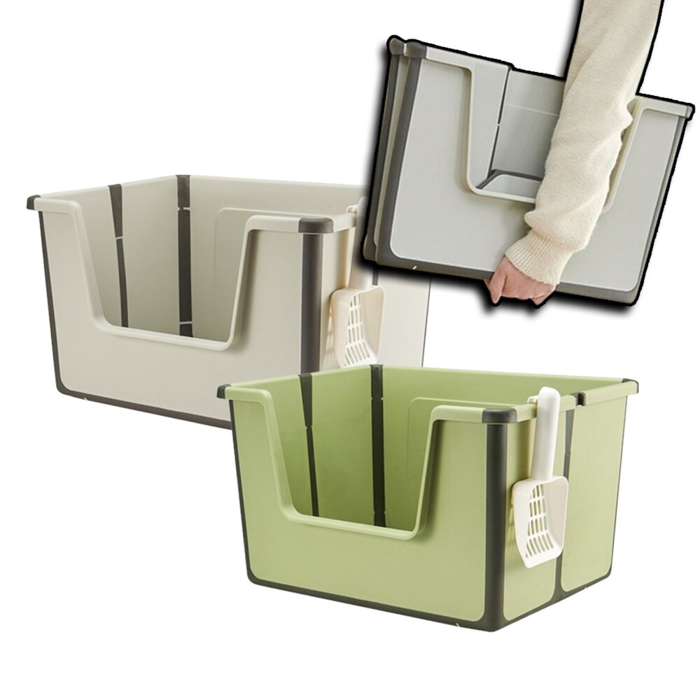 28516763126-YK  折疊式貓砂盆 一體式摺疊貓砂盆 貓砂 貓砂鏟 一體成型 貓砂盆 大容量貓砂盆 寵物衛生用品毛掌櫃寵物店