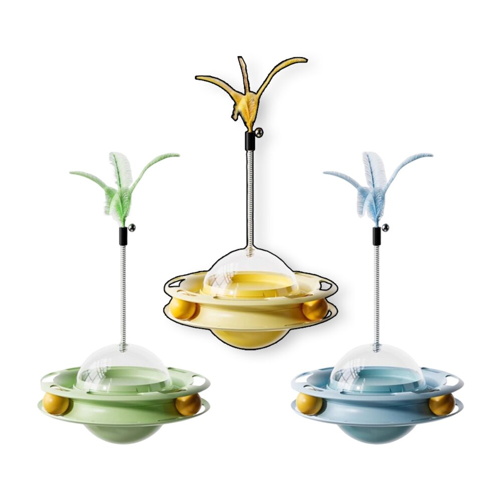 28916641372-VXJC 貓咪漏食轉盤 漏食不倒翁貓轉盤 搖搖樂彈簧漏食轉盤 四合一貓玩具 逗貓玩具 儲食盒 寵物玩具毛掌櫃寵物店